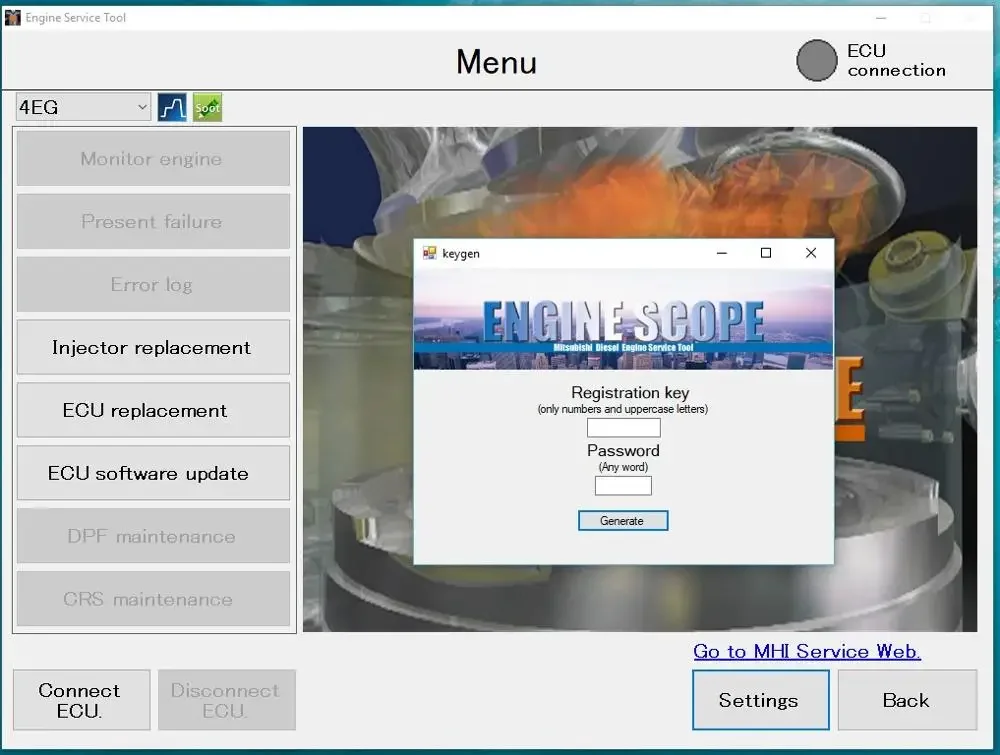 Engine Scope Diesel Engine Service Tool + Keygen for Mitsubishi