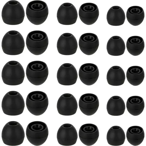 15 Pairs Silicone Ear Tips Replacement for Earbuds S/M/L Soft Black Universal In-Ear Cushions Kit