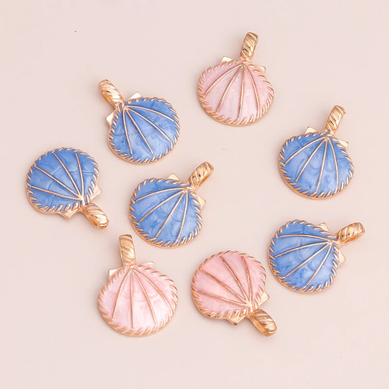 10pcs Gold Color Cute Enamel Ocean Shell Charms Pendants of Necklace Earrings Keychains Handemade DIY Jewelry Making Accessories