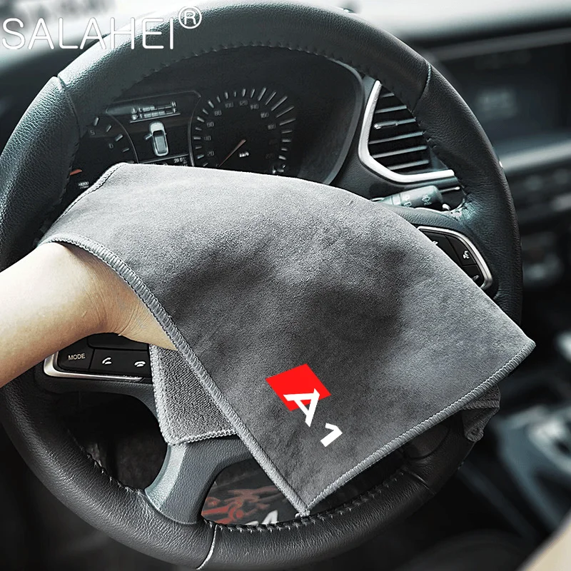 1Pcs Suede Fleece Microfiber Wash Towel Car Styling Cleaning Rag Cloth For Audi A1 A3 A4 A5 A6 A7 A8 Q2 Q3 Q5 Q7 TT Accessories