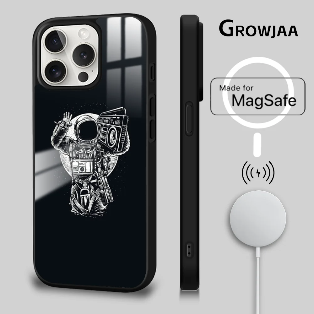 Hello Brave Astronaut Strong Magnetic Phone Case For iPhone 15 14 13 12 11 Pro Max Plus Magsafe Wireless Charging Cover