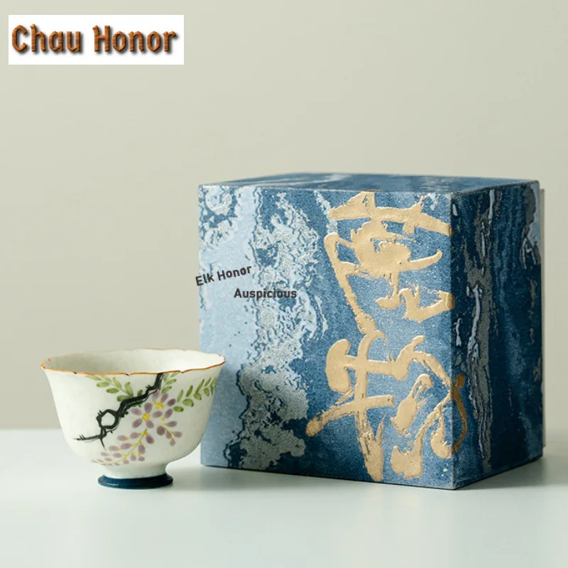 

80 мл ручная роспись цветов глицинии чайная чашка антикварная чайная чаша набор чайных чашек чайная дегустация ароматическая чашка Jianzhan Master чашки посуда для напитков