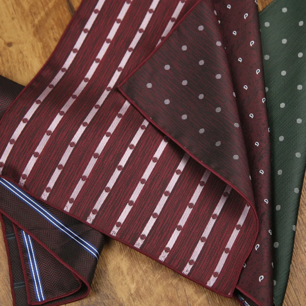 Nuovo fazzoletto da taschino invernale alla moda da uomo marrone navy pasiley fazzoletto a pois 23 cm fazzoletto in poliestere a righe accessori da sposa