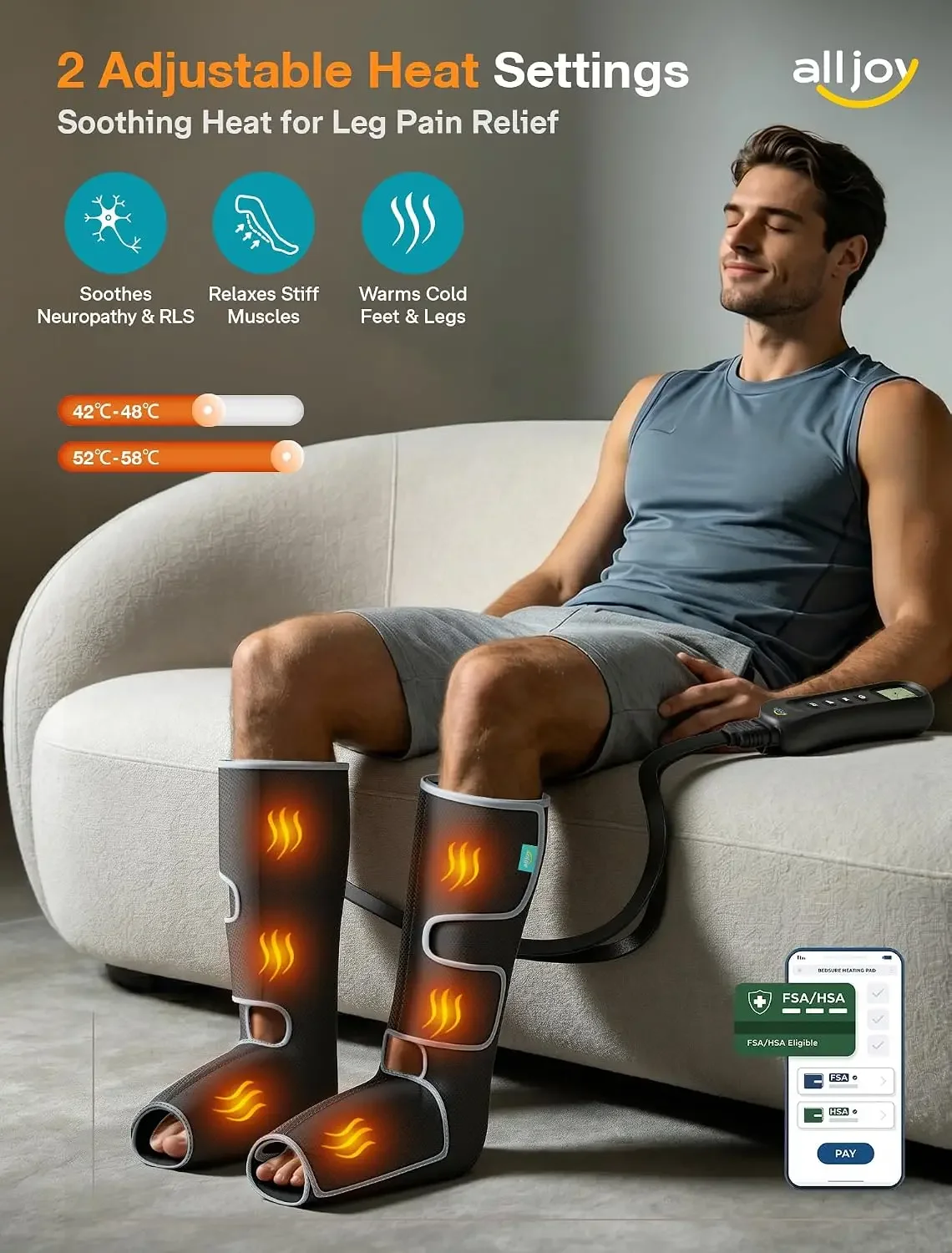 Leg Massager for Circulation and Pain Relief FSA,Gifts for Men Women | Leg Massager with Heat and Compression Helpful