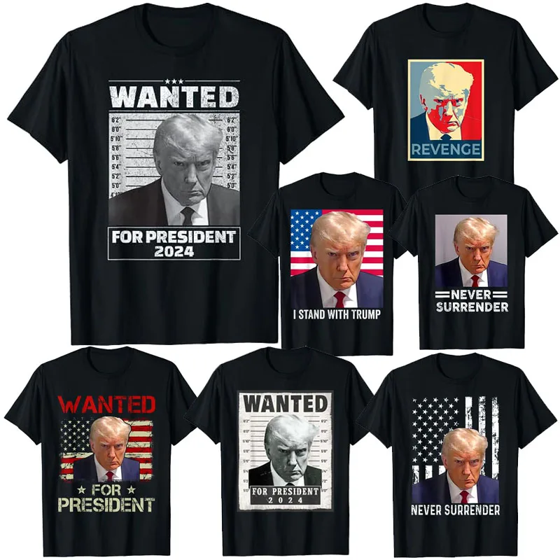 Wanted for President 2024 - Free Trump Mugshot T-Shirt Revenge MAGA 2024 Election Tee I Stand with Trump Never Surrender Outfits