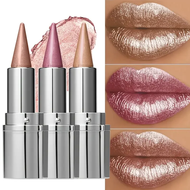 Long-Lasting Waterproof Lipstick for Women - 24-Hour Wear, Sparkling Metallic Pink, Travel-Friendly Compact Design, All Light Be