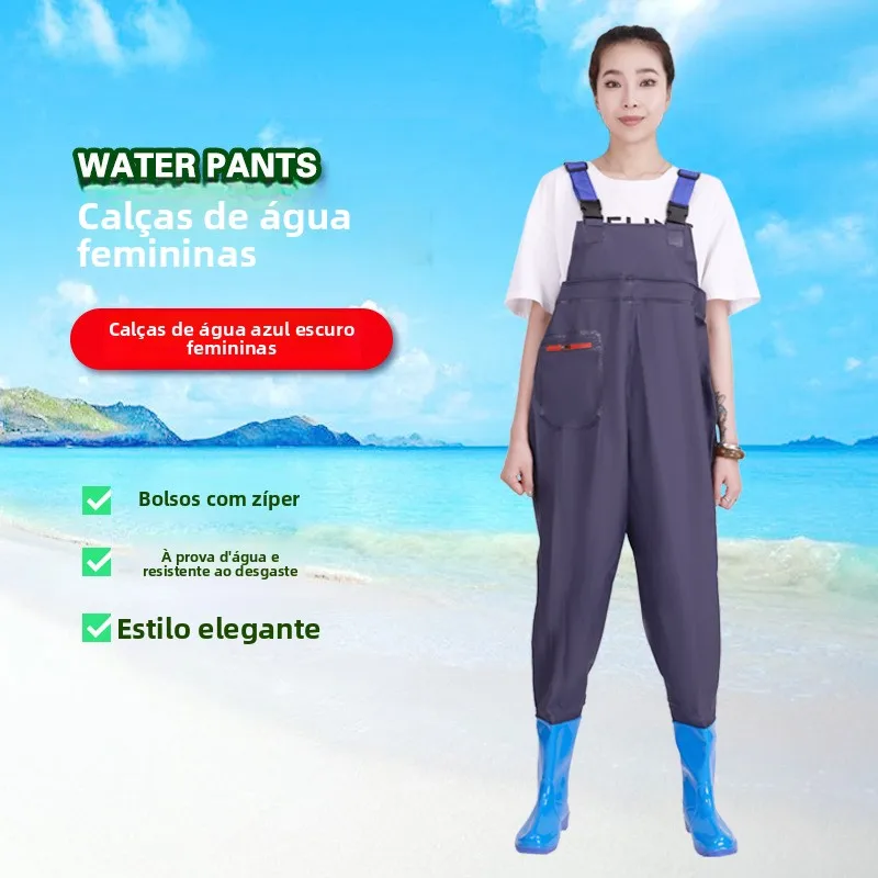 厚みのあるハーフウエストウェーディングパンツ防水釣り掘削蓮通気性新モデルオーバーオールレインパンツアウトドアキャンプ旅行用品