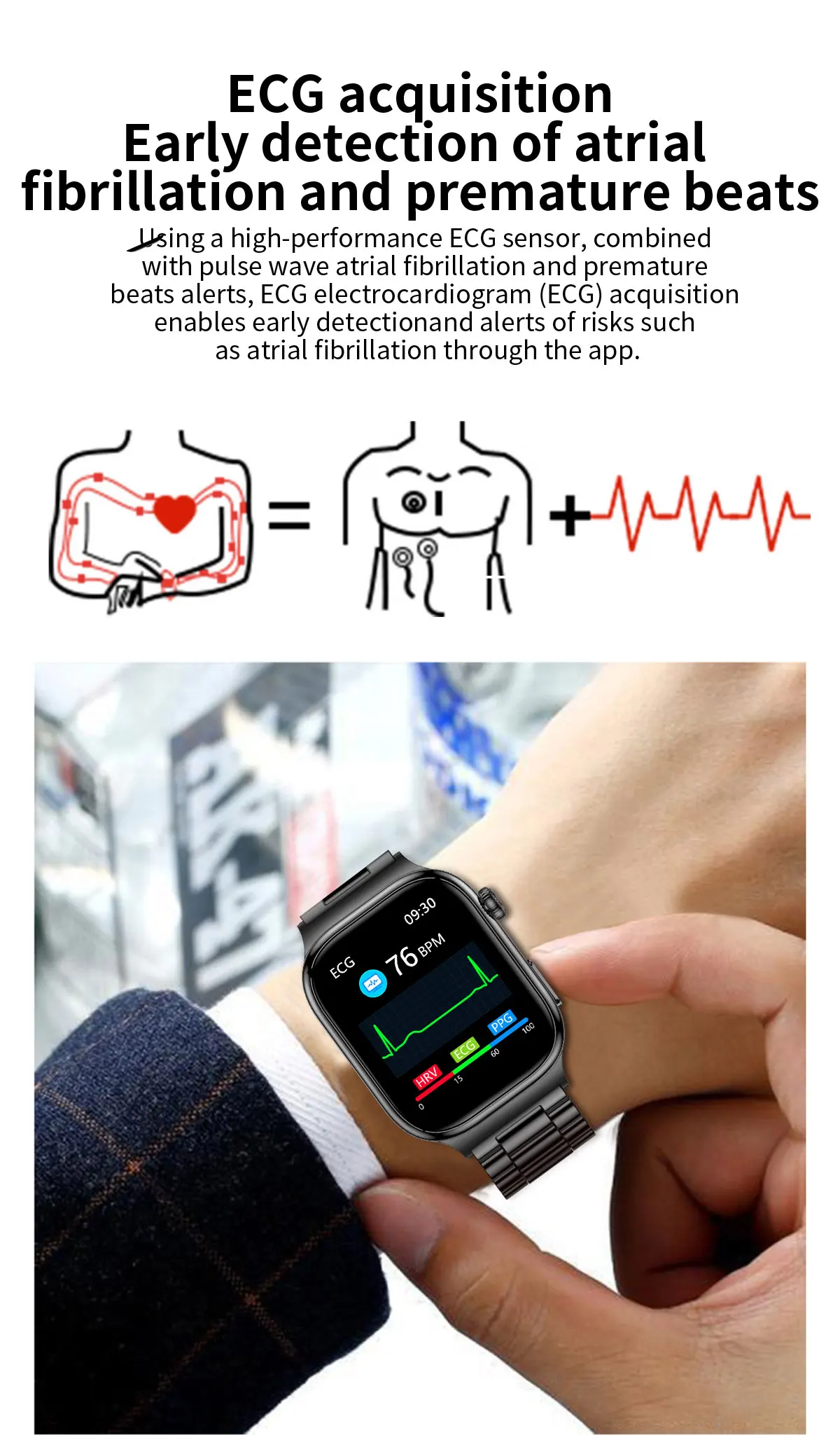 2026 Neue Krankenhausqualität Gesundheits-Smartwatch Körperfett EKG Blutsauerstoff Blutdruck Gesundheits-AMOLED-Bildschirm HD-Anruf Sport-Smartwatches für Herren – Detail 9