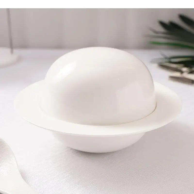

Ceramic Bowl with Lid Planet Shaped Thick Soup Dessert Snack Bowls Salad Restaurant Specialty Tableware