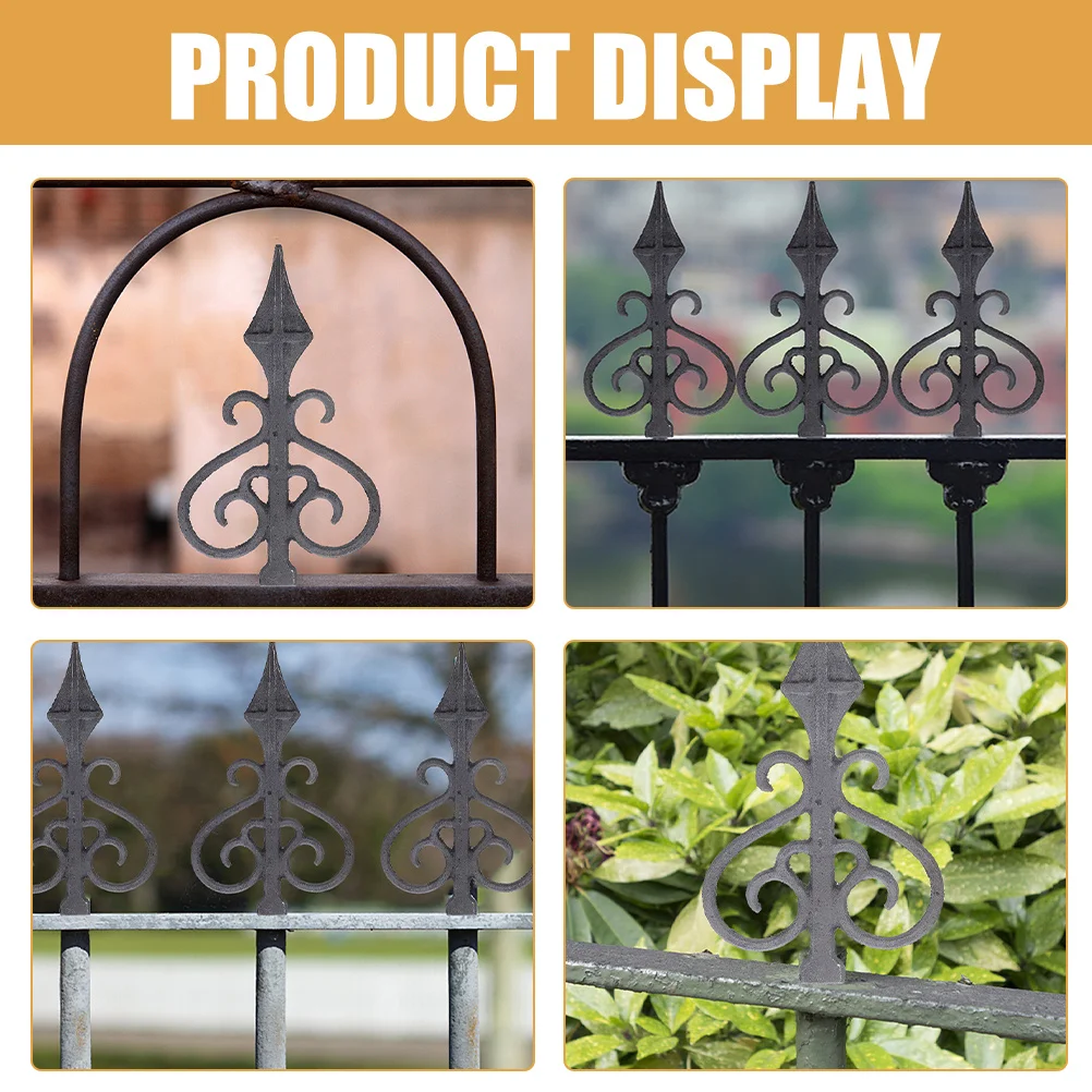 

4Pcs Iron Fence Post Caps Elegant Metal Fence Finials Decorative Outdoor Garden Toppers Household Railing Finials
