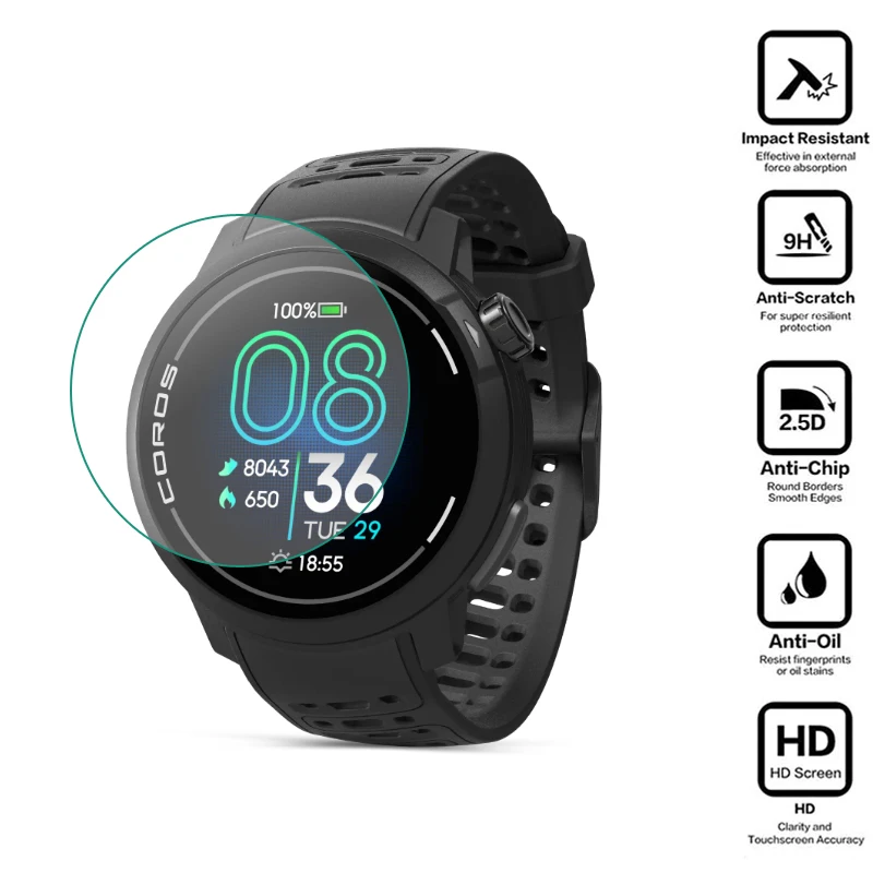 Smartwatch Hard Glass Clear Protective Film For Coros PACE Pro Screen Protector Cover Sport Smart Watch Protection Accessories