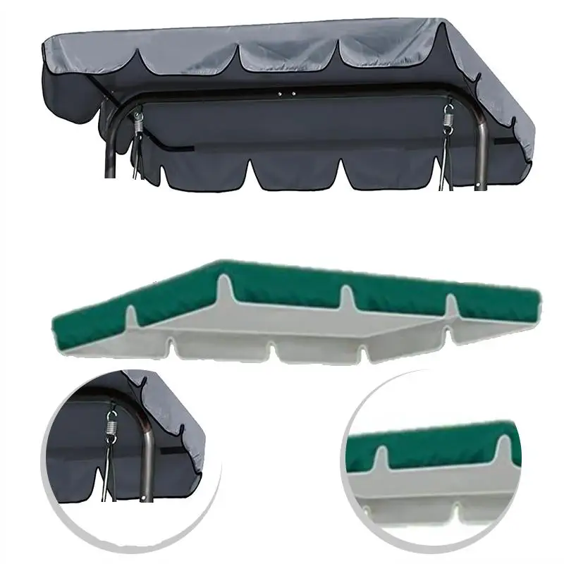 420D Swing Chair Canopy Outdoor Courtyard Garden Chair Top Shading Cloth 210x145x18CM Green Gray Oxford Cloth Top Rain Cover