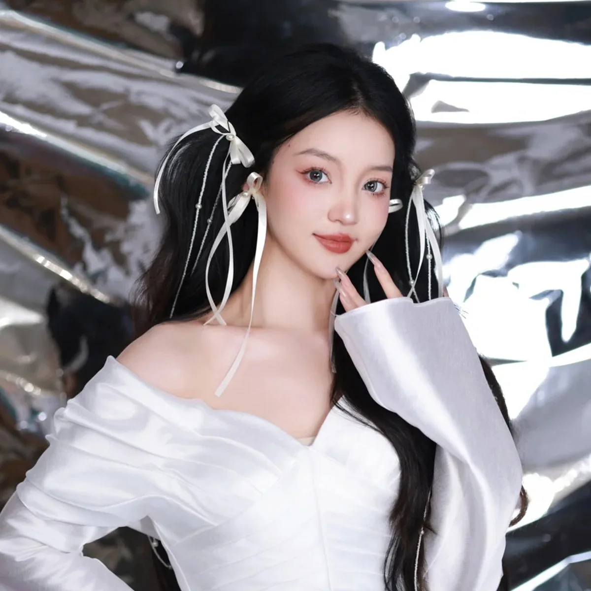 

Super Bow Tassel Hair Clip, Bride's Headpiece Sweet and Cute Design Edge Clip Hair Accessory Formal Dress Accessories