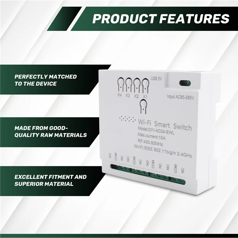 【Venda flash】4ch ewelink wifi interruptor inteligente rf433 85-265v 2.4g wifi smartlife módulo de automação residencial para iftt alexa google home ea
