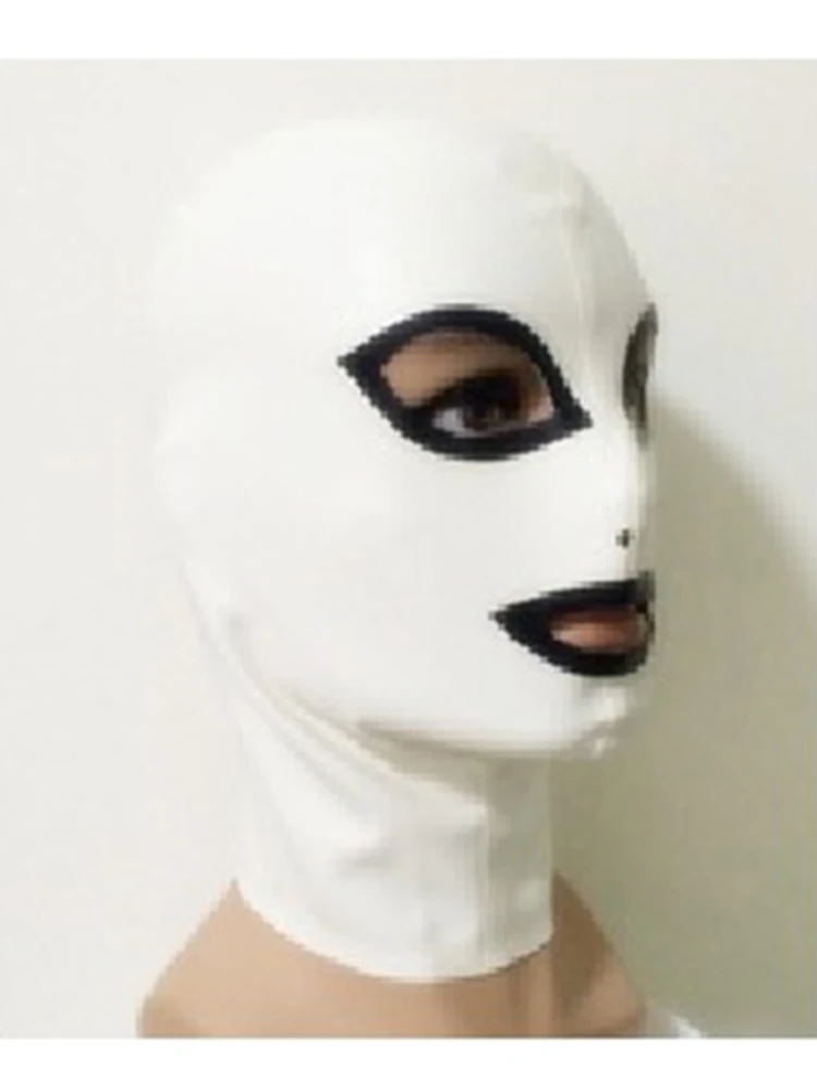 

Latex Mask cosplay Hats Handmade Hood Eyes Mouth Nostrils Color Rear Zipper Custom Made