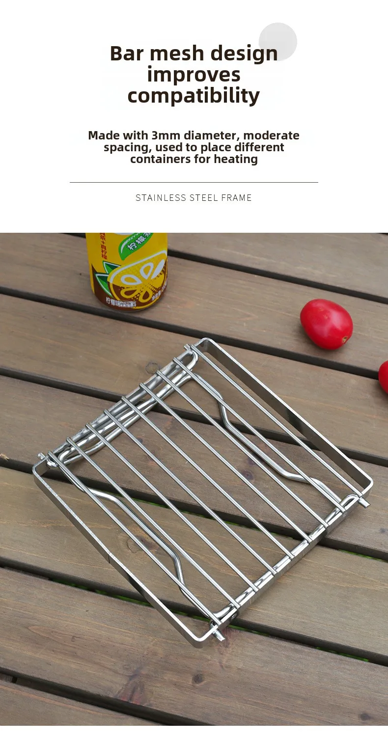 Edelstahl Klappbarer Lagerfeuer-Grill Tragbar Multifunktional Hohe Temperatur- und Korrosionsbeständigkeit Outdoor Camping Barbecue – Detail 3