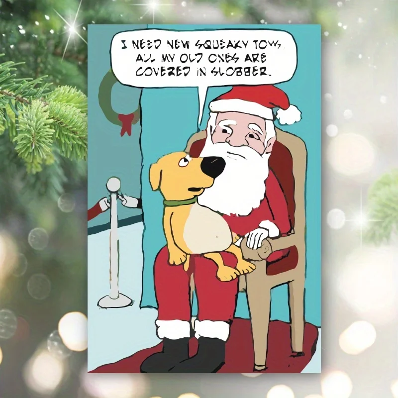 1pc, Christmas card, funny Christmas card, the best gift for family, friends, meowy Christmas card, Santa Christmas card