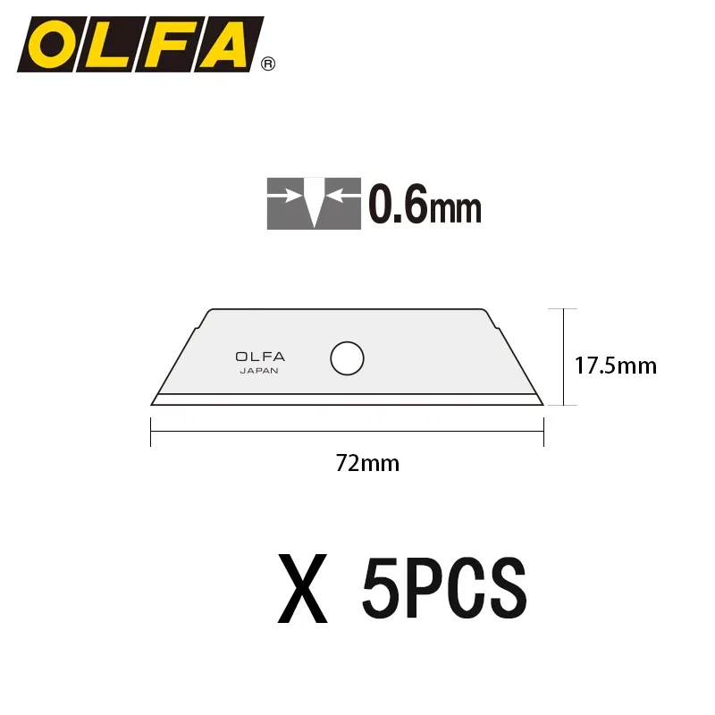 OLFA SKB-2/5B Spare Blades 5pcs Trapezoidal Safety Blade 0.6mm Thick Knife Accessories for SK-3 SK-4 SK-5 SK-6 SK-9 UTC-1 Cutter