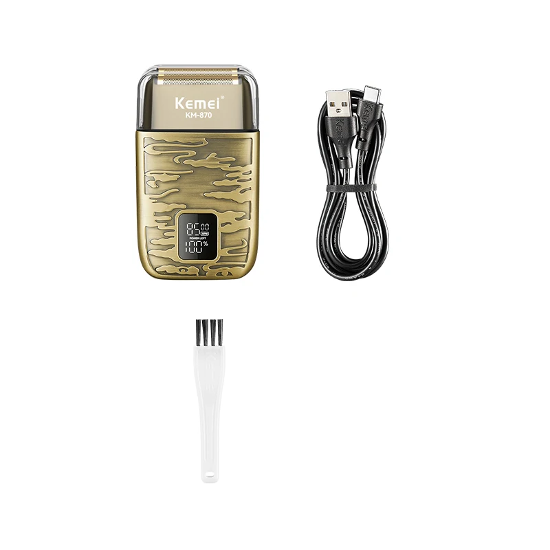 Kemei-ماكينة حلاقة كهربائية لاسلكية احترافية للرجال الأصلع ، آلة تشذيب اللحية الأصلع ، لوازم حلاقة مقاومة للماء ، قطعتان فويل #6