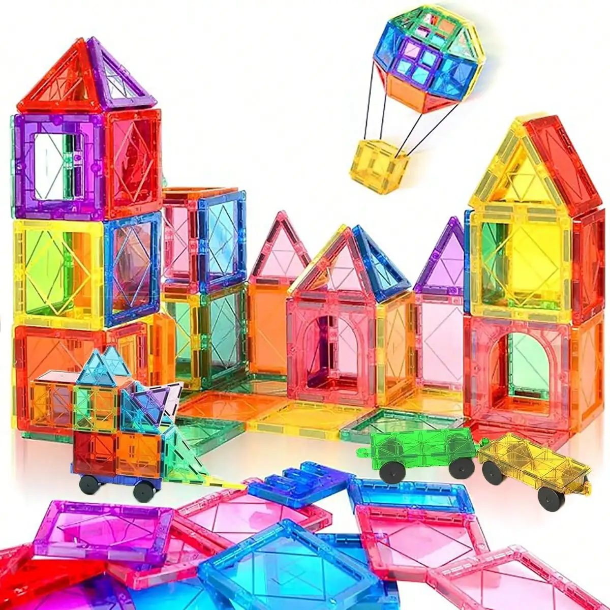 مكعبات بناء مغناطيسية، لعبة تركيب مغناطيسية، مكعبات بناء ملونة، مناسبة لهدايا أعياد ميلاد الأطفال