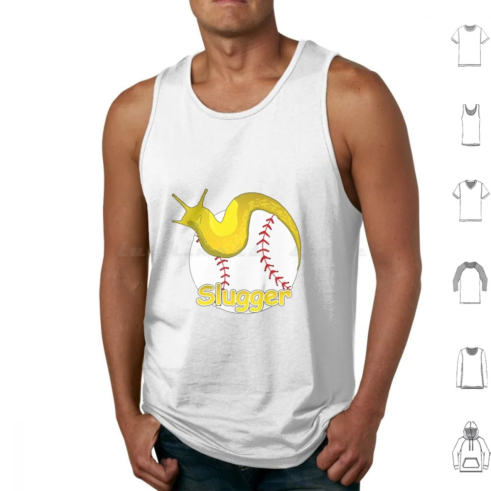 Slugger Banana Slug On Baseball Tank Tops Vest Sleeveless Hydro Slug Animal Baseball Baseball Lovers Sports Slugger Cute