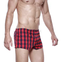 Boxers for Men Loose Fit Cotton Pajamas Underwear Homewear Men Aro Pants Striped Plaid Comfortable Underwear