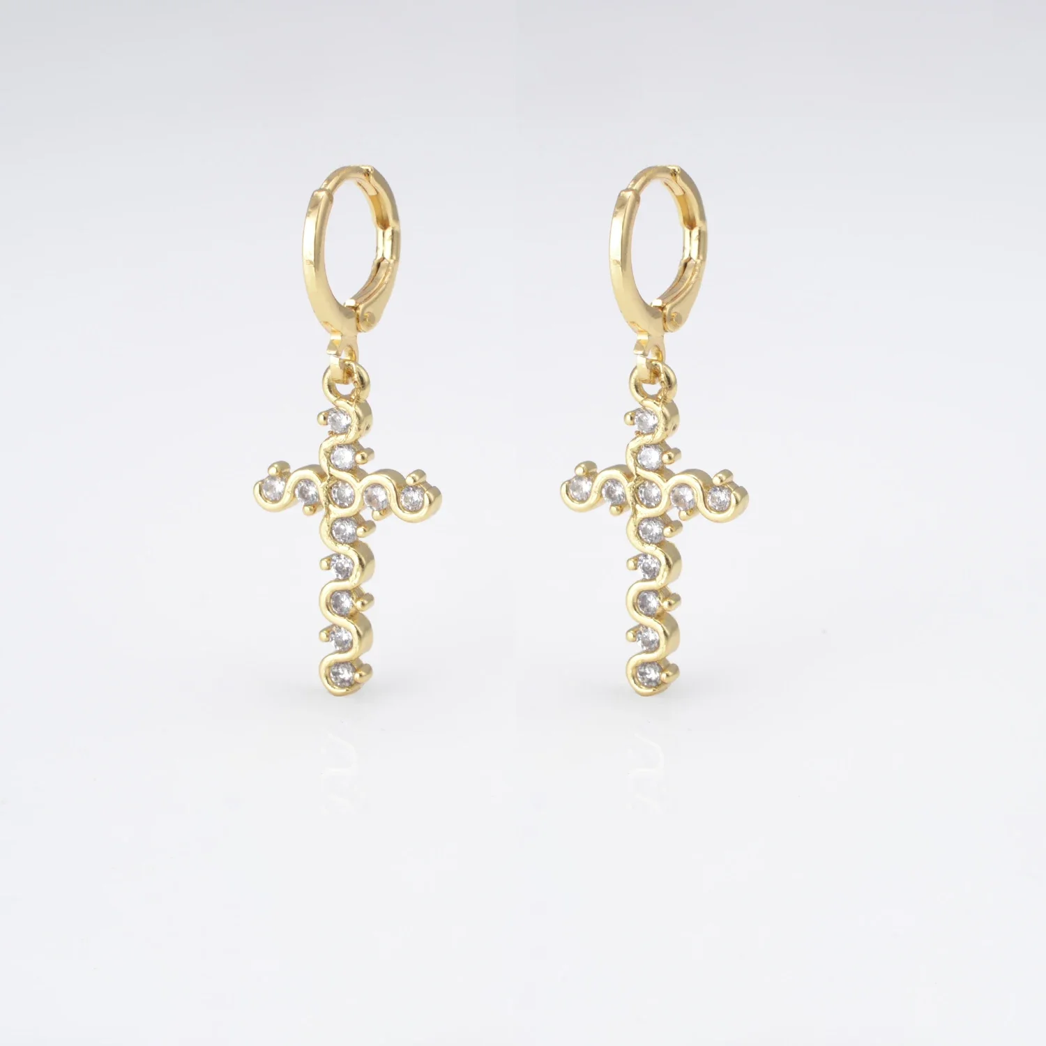 Religious Cross Hanging Earrings Classic Pray Cross Vintage Zircon Pendant Earring for Women Man Punk Jewelry Party Gifts