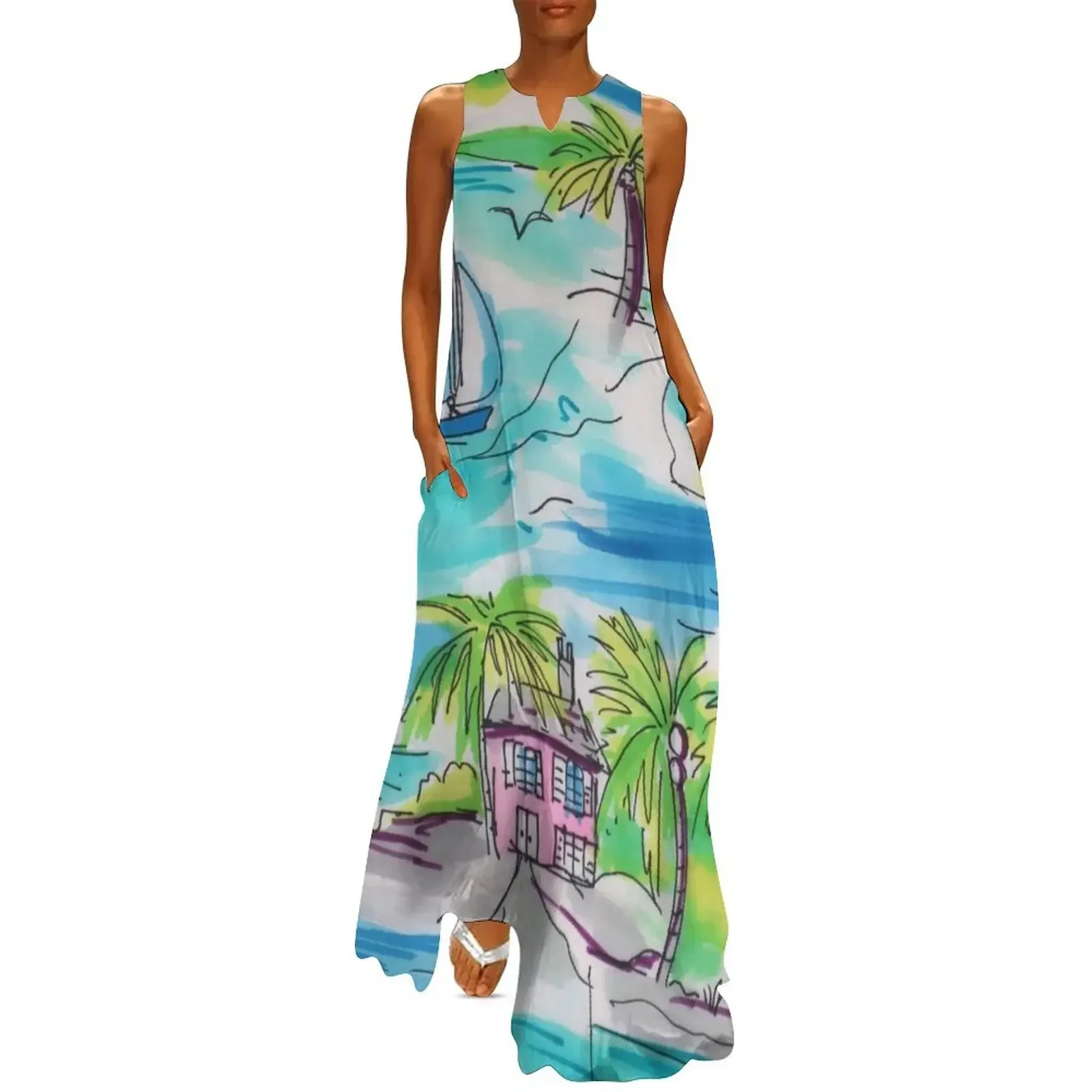 

Bermuda Sailboats Scenic Long Dress dress women elegant luxury women dress Prom gown