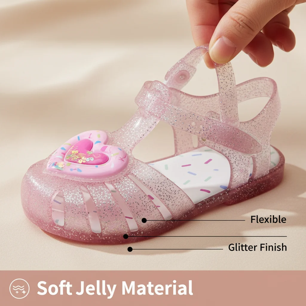 Parent-child Baotou Hollow Sandals Kids Gradient Cake Flowing Heart Beach Shoes Toddlers Cherry Flowing Sand Casual Jelly Shoes