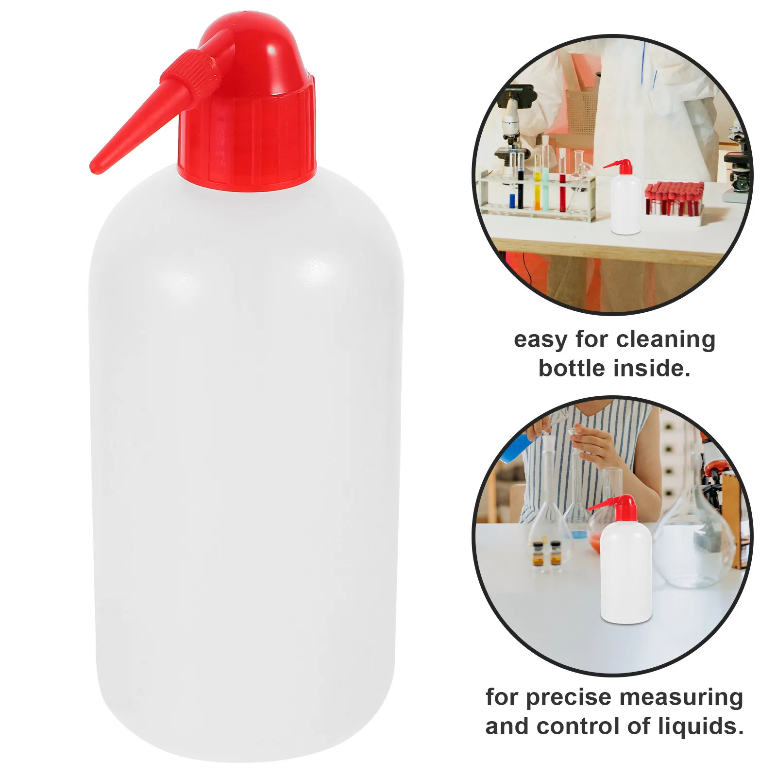 2Pcs Plastic Laboratory Washing Bottle Narrow Mouth Graduated Scale Angled Spout Portable Wash Bottle for Efficient Liquid
