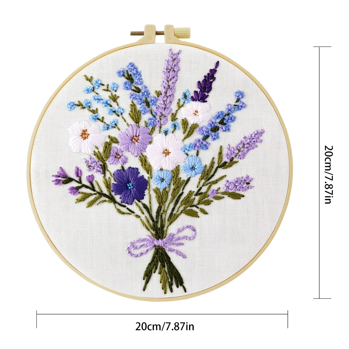 1 Stück 20X20CM/15X15CM 7,87/6,3 Zoll Blumen-Taschen-Stickerei-Starter-Kit DIY-Kit DIY-Stickerei-Set Handarbeiten Heimdekoration – Detail 5
