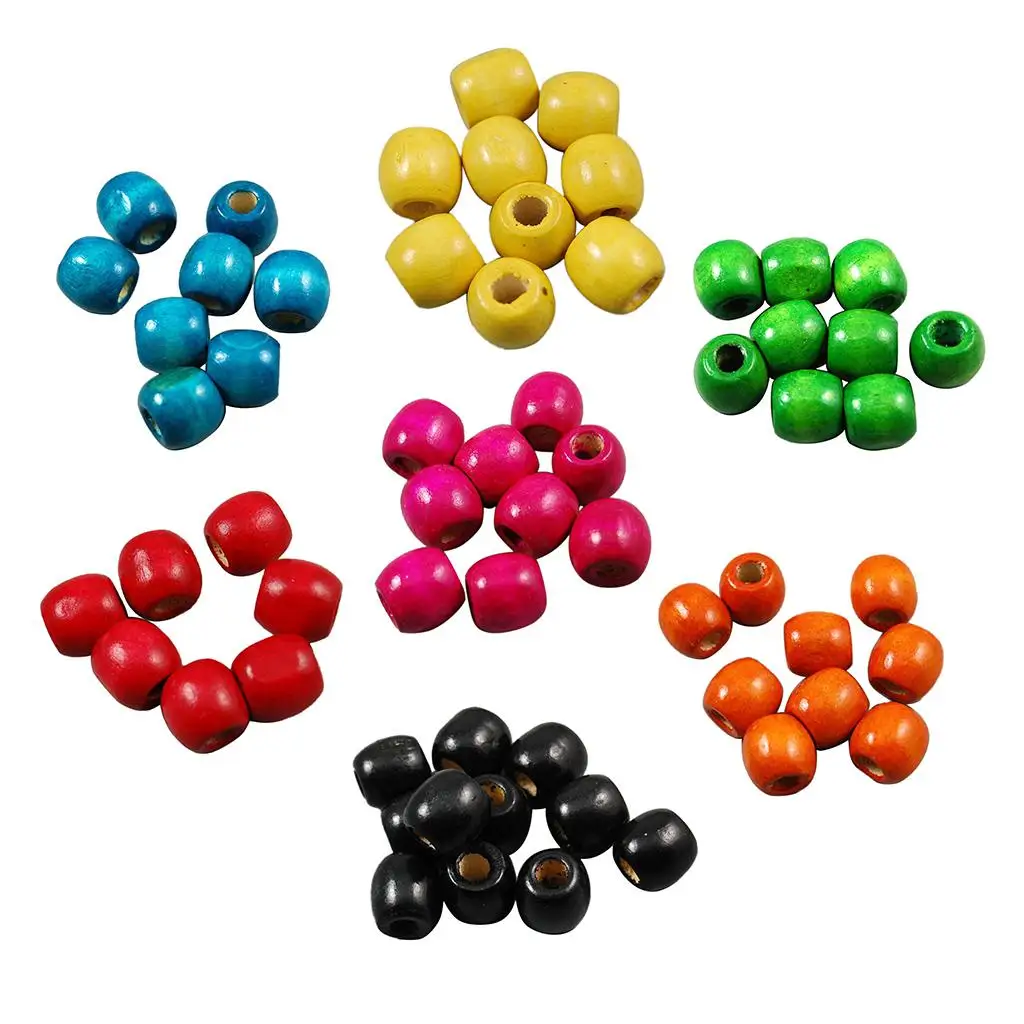 100 Set Large Hole Dyed Wood Beads Wooden Charms Bead for Jewelry Making Craft DIY Macrame Bracelets Necklaces Accessorie