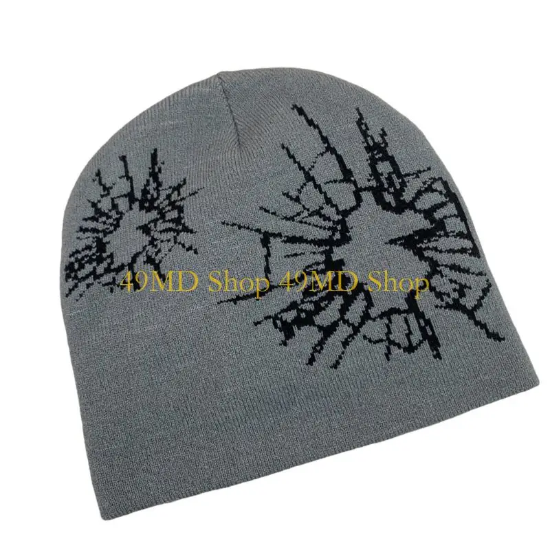 49MD Warm Stretchy Knitted Skull Cap Trendy Dark Glass Unisex For Anime Street Fashion Outdoors