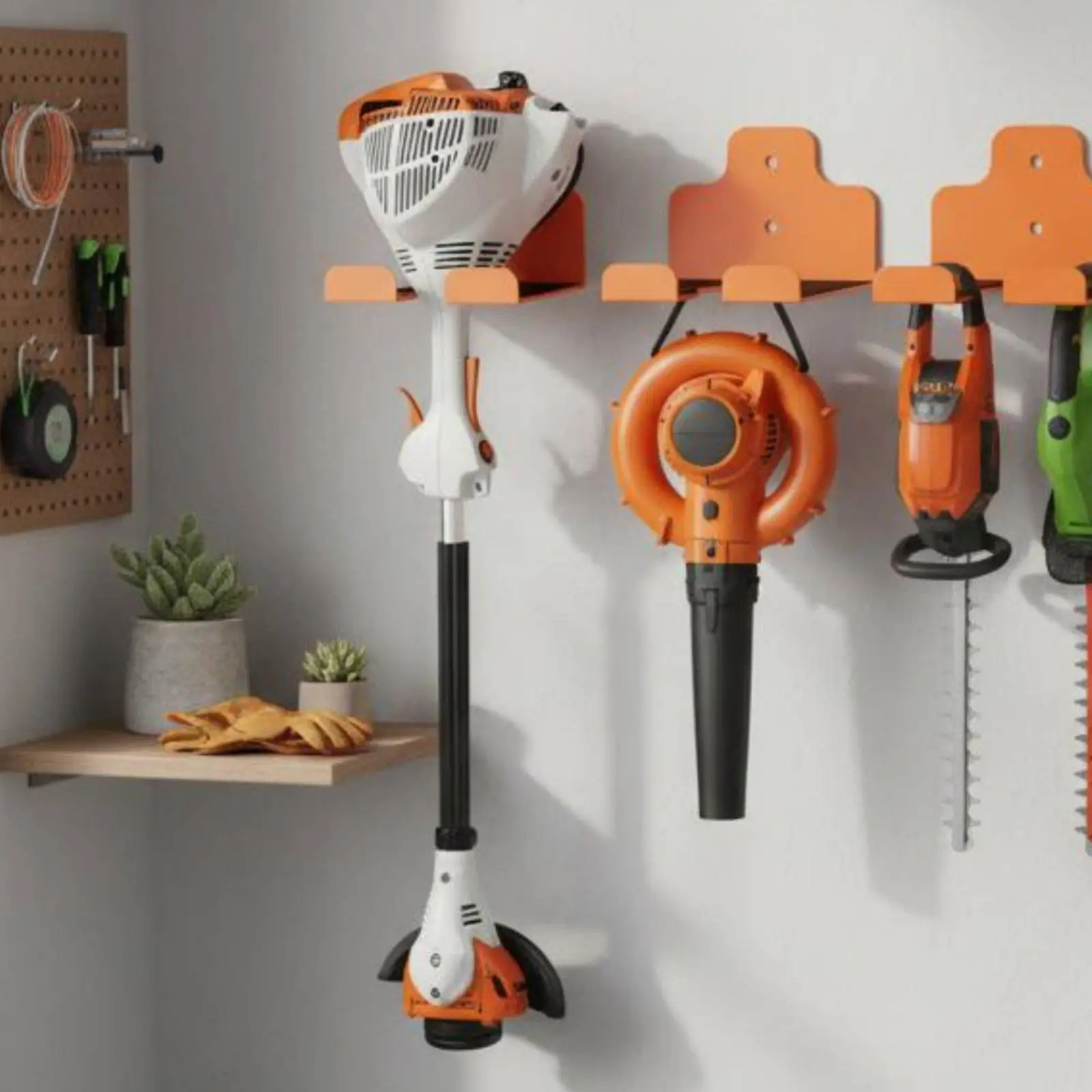 Anti Slip Shielded Wall Mounted Storage Rack Holder for Lawn Tools Garage Cleaning Equipment Organization
