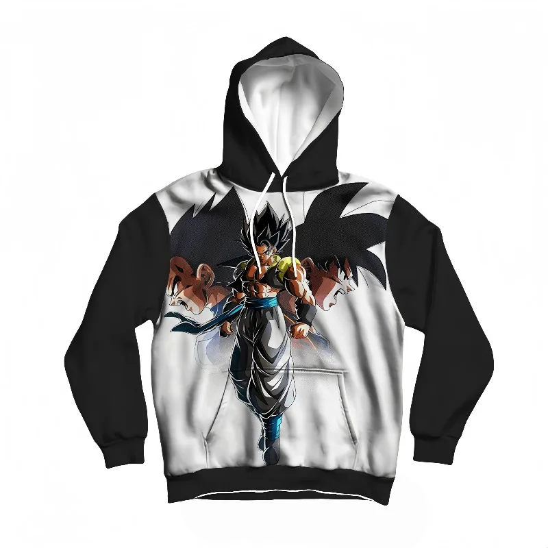 سترة بغطاء للرأس من Dragon Ball Dark Aura Goku صورة ظلية مطبوعة فريدة من نوعها مستوحاة من بانداي باللون الأسود والأحمر والبرق يجب اقتناؤها لمحبي الرسوم المتحركة