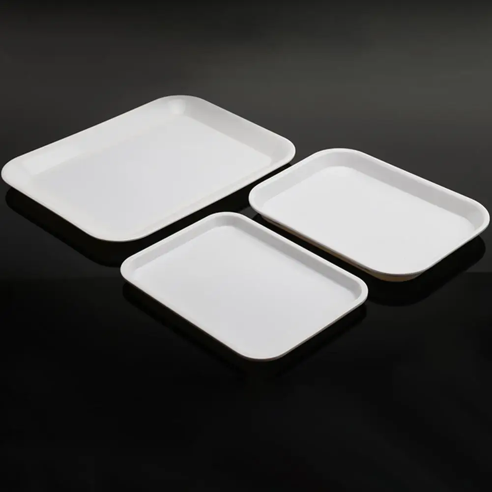 Rectangular Shape Serving Tray Stackable Tea Tray Wear-resistant Non-slip Food Serving Trays White Plastic Tray For Kitchen