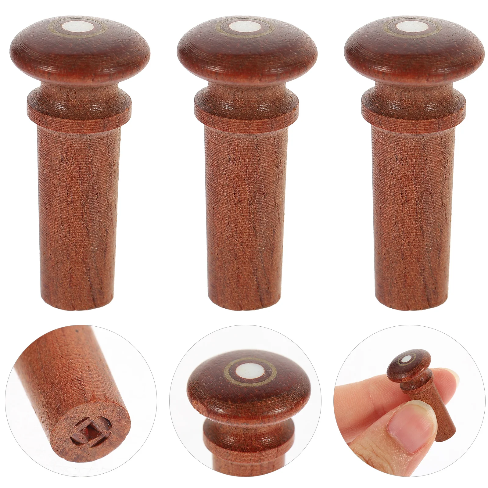 3 Pcs Violin Tail Button Plugs Wooden Accessories Bridge Pegs Jujube Endpin Screws Musical Instrument Tailpiece