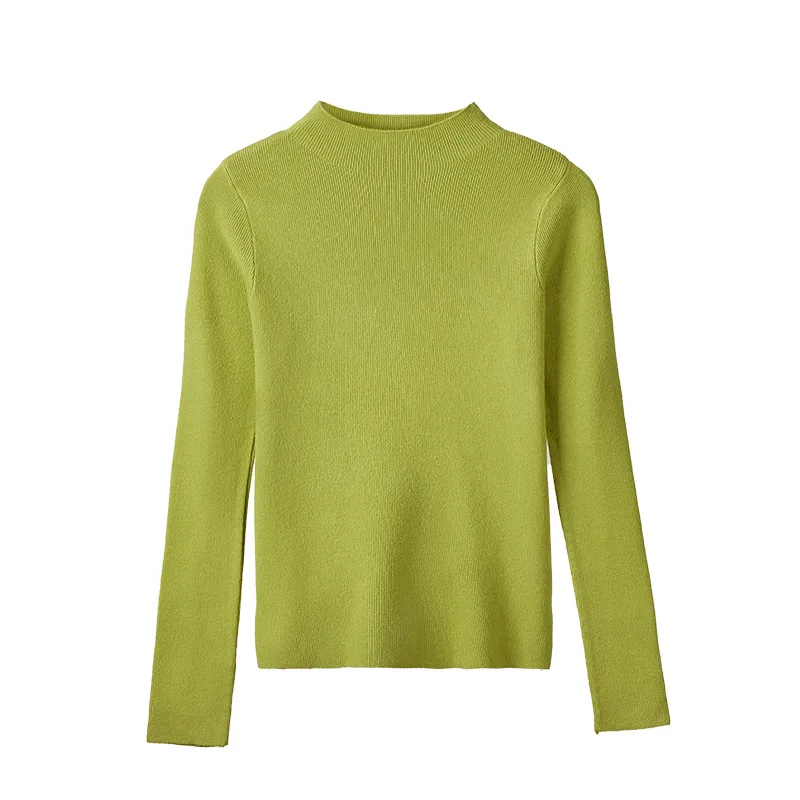 เสื้อสเวตเตอร์ถักคอเต่าครึ่งตัวเสื้อผู้หญิงสวมใส่ด้านใน 2024 ฤดูใบไม้ผลิฤดูใบไม้ร่วงฤดูหนาวแขนยาวแฟชั่นออก