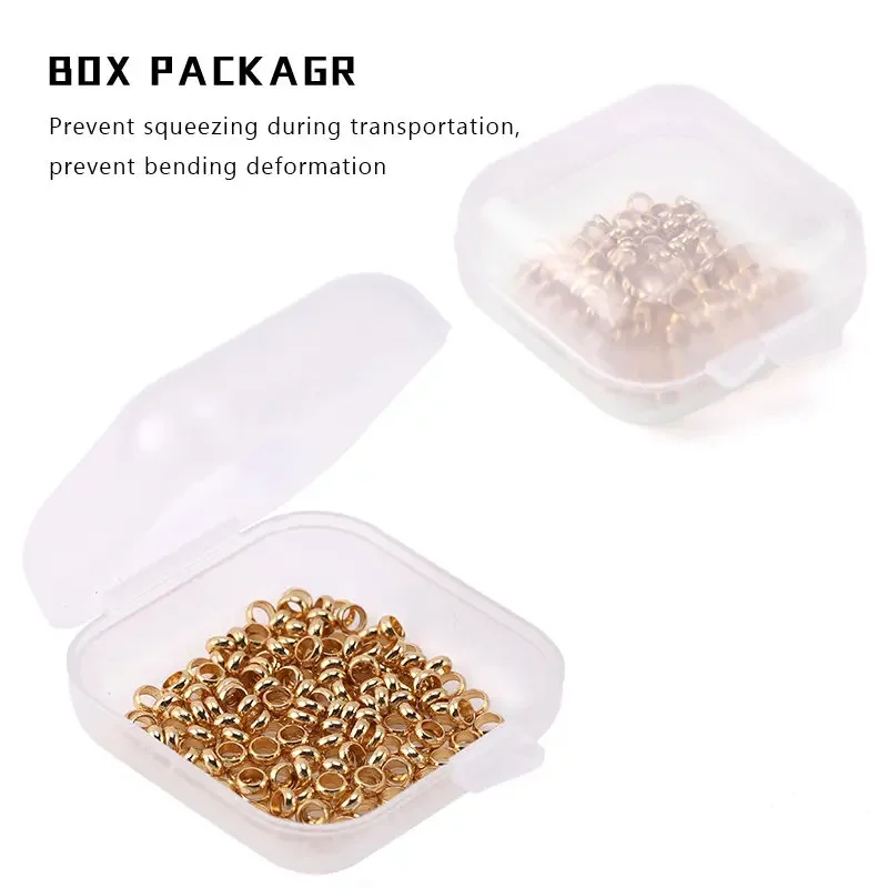 100Pcs Stainless Steel Crimp End Beads Original Gold Color Smooth Round Stopper Spacer Beads DIY Jewelry Making Supplies view 5