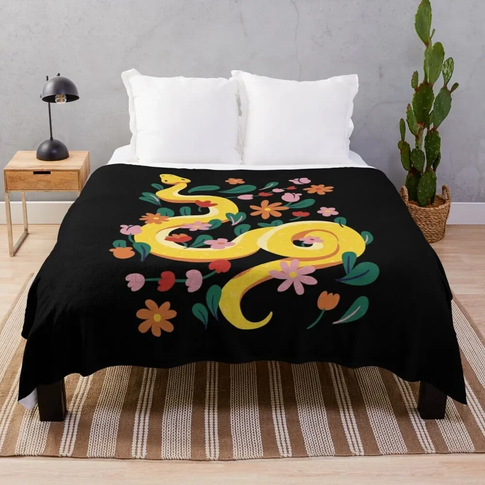 

Yellow snake flower pattern Throw Blanket Cute Stuffeds Blankets