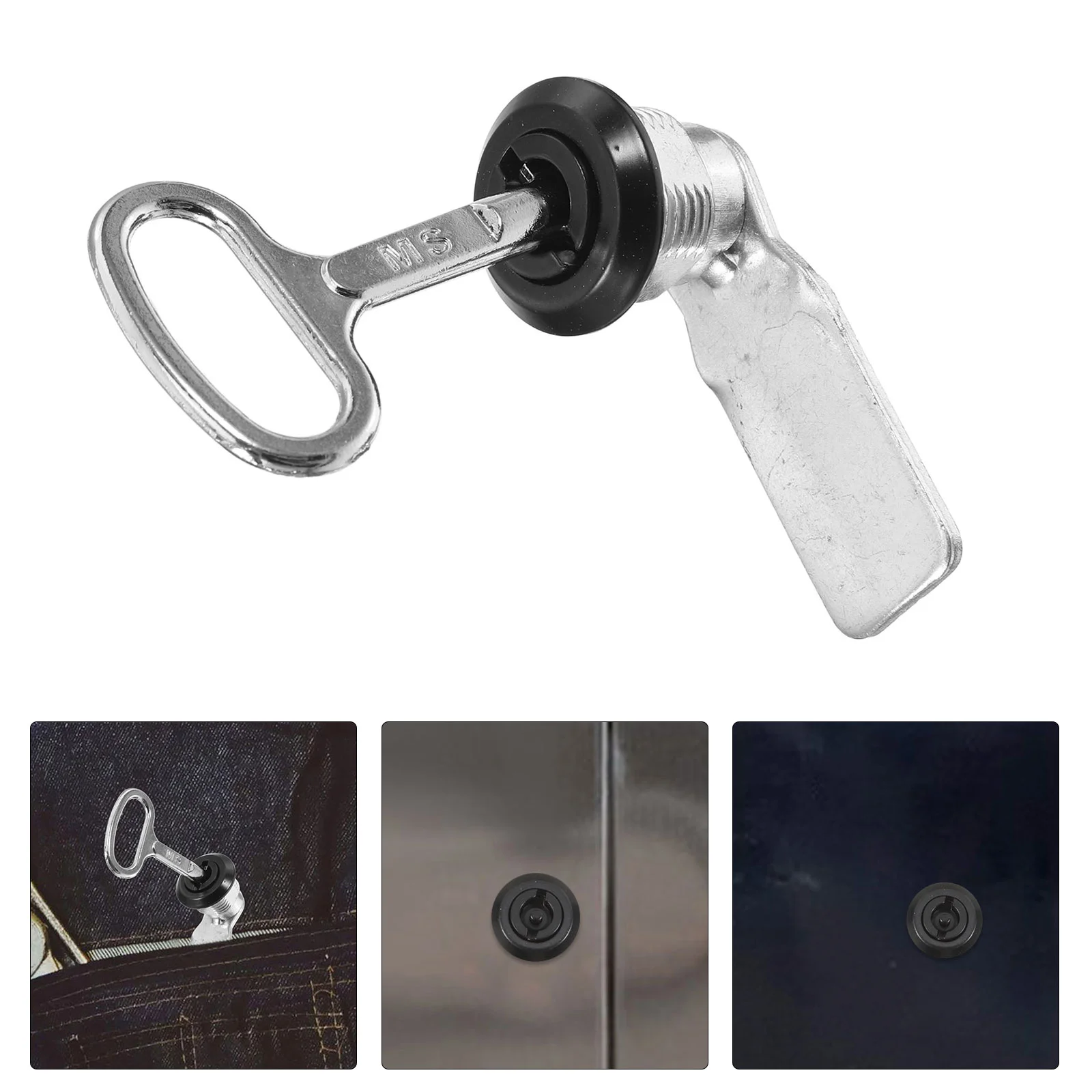 

1 Set Cam Lock With Triangle Socket Key Rubbish Bin Trash Can Metal Key For Securing Cabinet Doors And Mailboxes