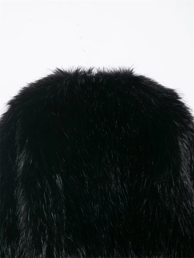 เสื้อโค้ทผู้หญิง คอลเลคชั่นฤดูใบไม้ร่วง/ฤดูหนาว 2025 รุ่นใหม่ล่าสุด สีดำ แขนยาว ผ้าขนสัตว์เทียม ให้ความอบอุ่น ดีไซน์หรูหราและทันสมัย