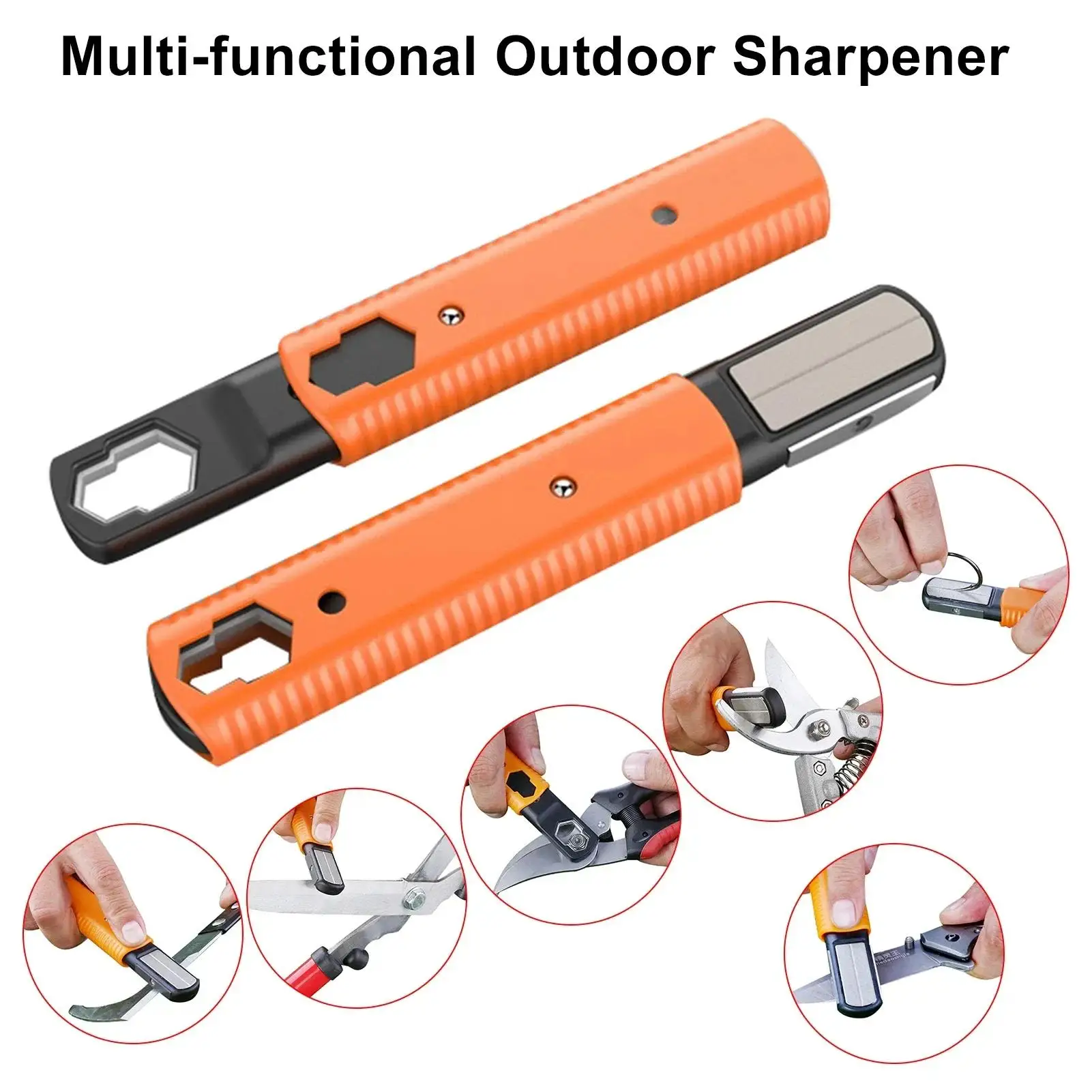 

Outdoor Portable Knife Sharpeners Folding Knife Sharpening with Compass Whistle Stainless Steel For Hiking Knives Equipment