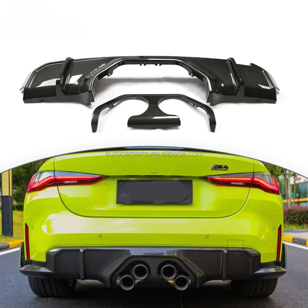 G80/G82 M3/M4 2021 Year Dry Carbon Fiber Rear Diffuser With Middle Outlet Exhaust Floor MP Style Bumper Lip Car Accessories