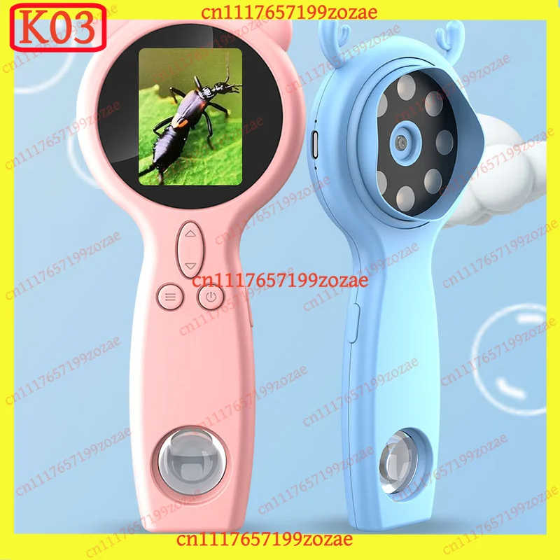 k3 Handheld Microscope for Kids, Portable STEM Educational Science Exploration Kit with Magnifying Glass