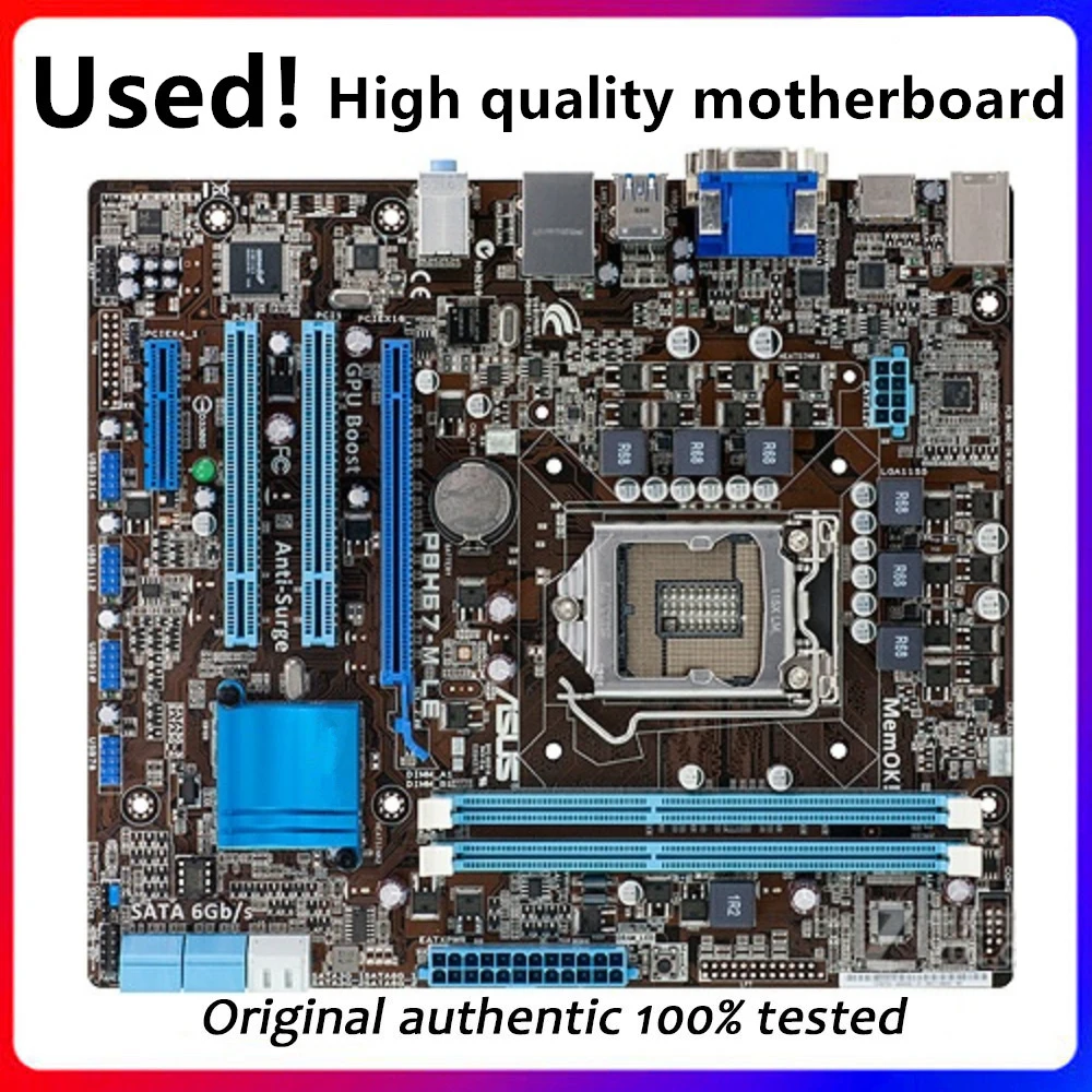 

Для ASUS P8H67-M LE Материнская плата компьютера LGA 11555 DDR3 Для Intel H67 P8H67 Настольная материнская плата SATA II PCI-E X16 Б/у