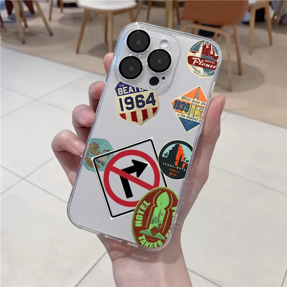 Retro Bar Code Label traffic sign  Phone Case For iPhone 11 12 Mini 13 14 15 Pro XS Max X 8 Plus SE XR Transparent Shell