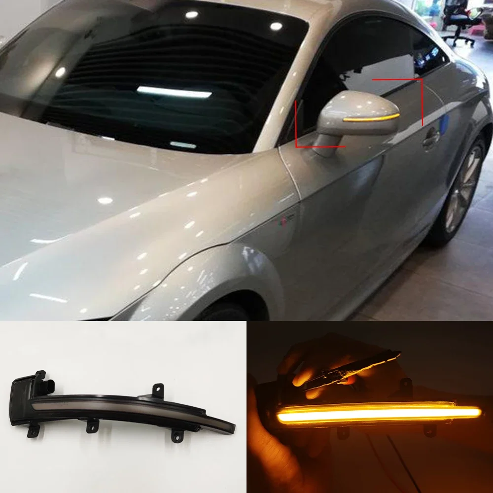 

for 1 Set For Audi TT Mk2 8J TTS R8 2007 2008 2009 2010 2011 2012 2013 2014 Side Wing Mirror LED Dynamic