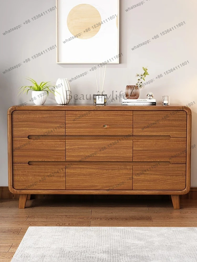 New Chinese Bedroom Storage Six Bucket Cabinet Living Room Solid Wood Household Multifunctional Drawer Storage Cabinet