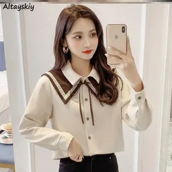 Shirt Women Lace-up Minimalist Leisure Popular Comfortable Tender Students All-match Preppy Style Autumn Temperament Classic New